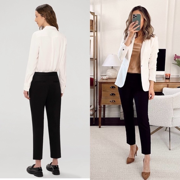 NWT ATM Cotton Twill Mid Rise Flat Front Slim Straight Leg Ankle Crop Trouser 4 - Picture 2 of 7